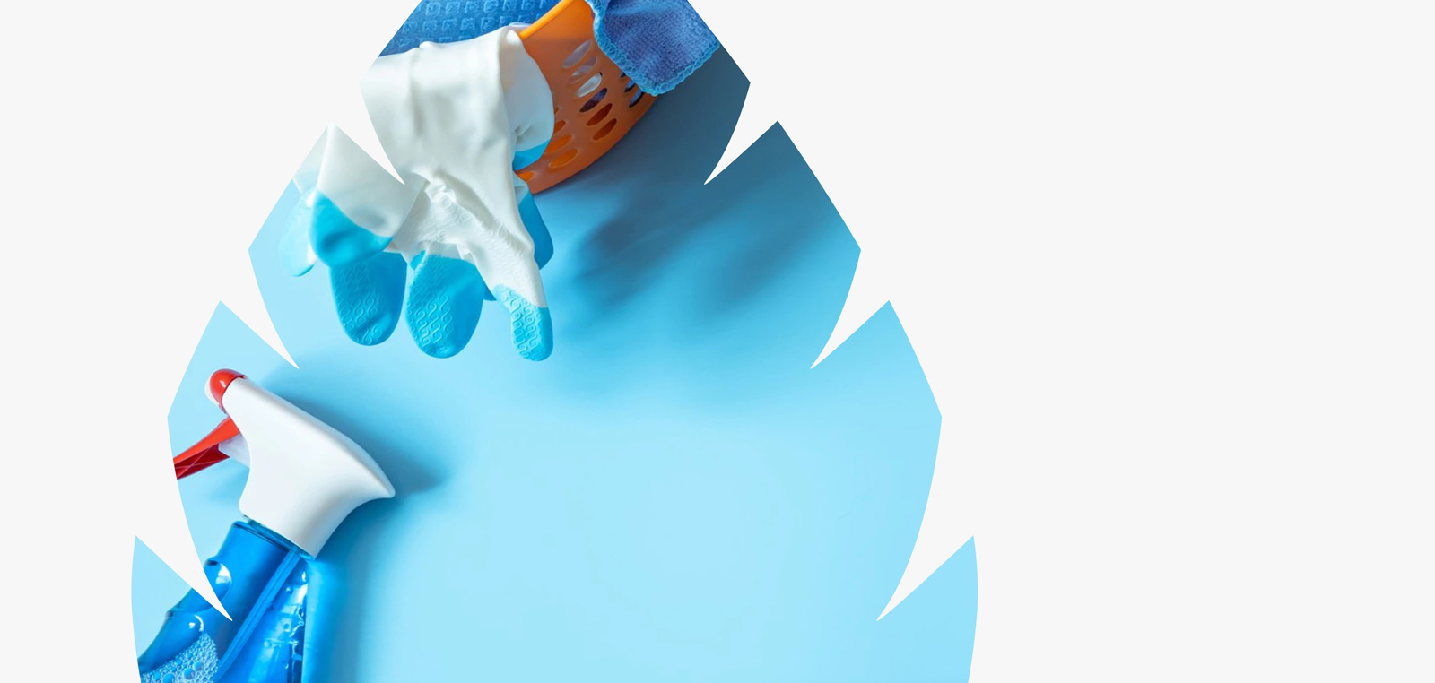 Rubber gloves and a spray bottle