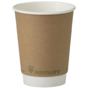 Hot Cup - Double Wall - Paper - Biodegradable - Edenware - Brown - 8oz (24cl) - 80mm dia