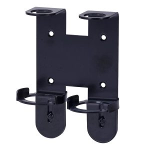 Graphite double wall bracket for two 300ml soap bottles, shown at an angle